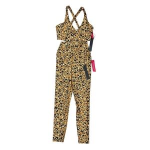 NWT Carbon38 Womens XXS Bra Top & High Waisted Legging Leopard Print Black Brown